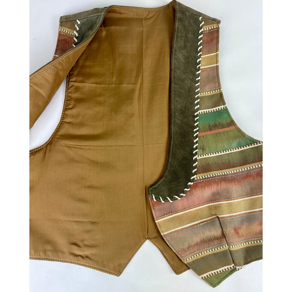 Western Suede Leather Patchwork Tapestry Vest Whi… - image 3